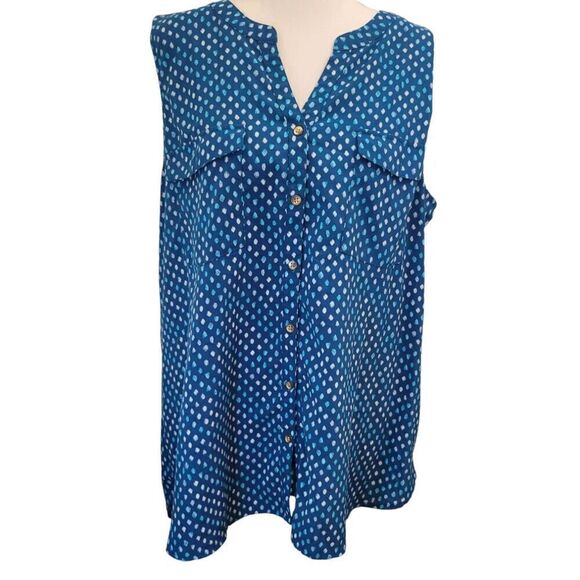 Croft & Barrow Sz XXL Popover Multiprint Button Up Sleeveless Top *Please Read - Picture 3 of 9